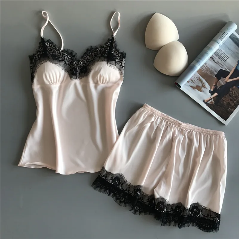 Zwart cami slipjurk set