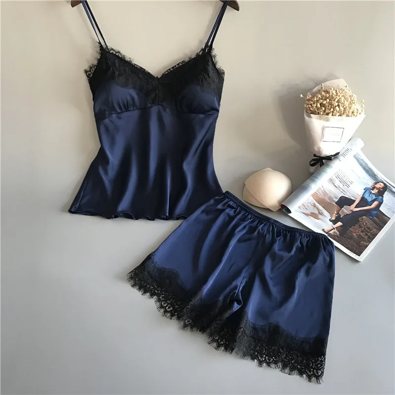Zwart cami slipjurk set