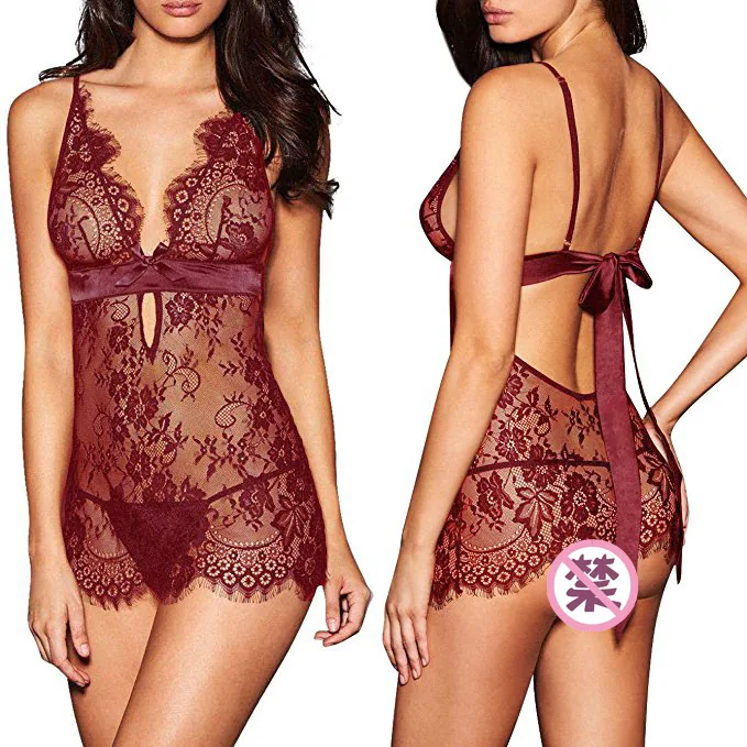 Set camicia da notte in pizzo eyelash