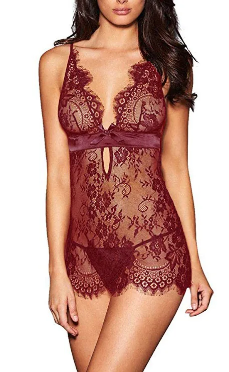 Set camicia da notte in pizzo eyelash