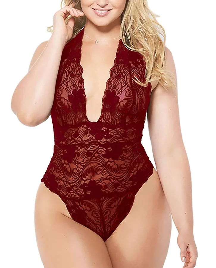Body halter de encaje con aberturas