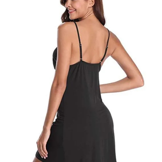 Weißes Satin-Slip-Kleid mit Spitzenbesatz