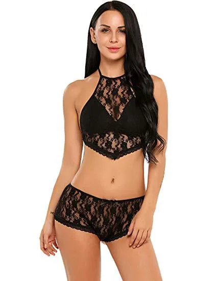 Set slip in pizzo trasparente