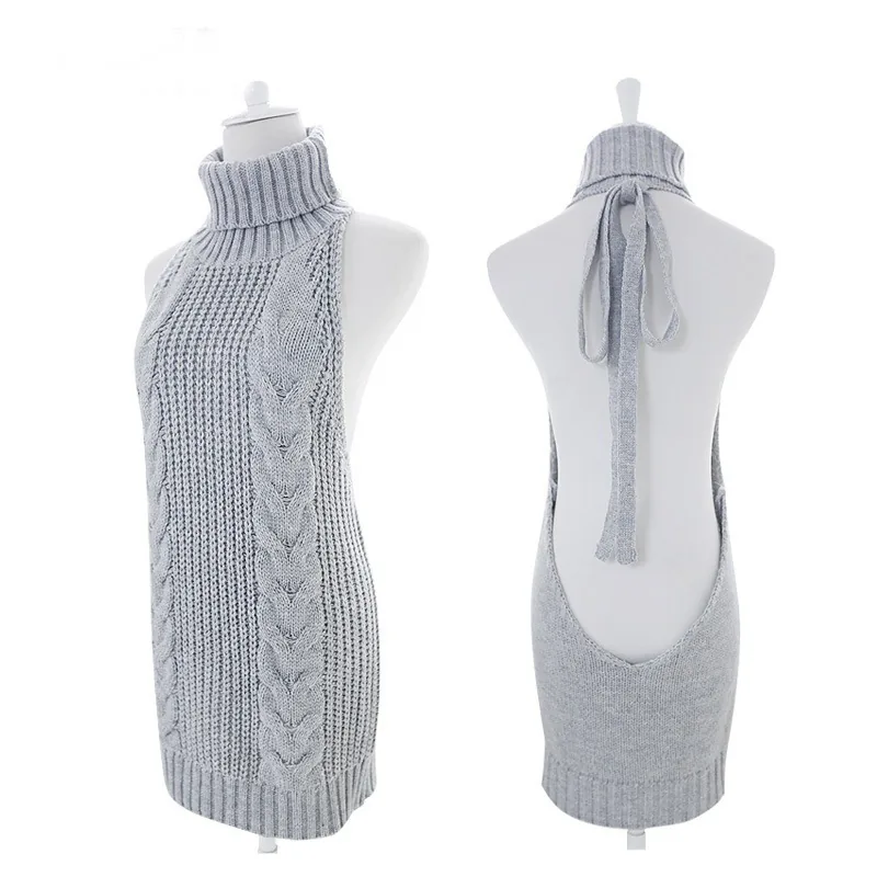 Dzianinowy sweter z odkrytymi plecami