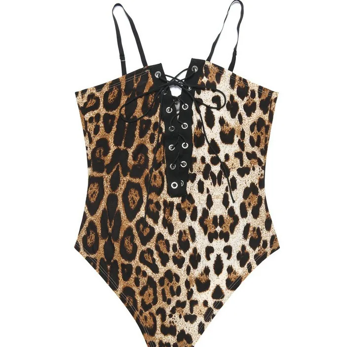 Body de tiras estampado de leopardo