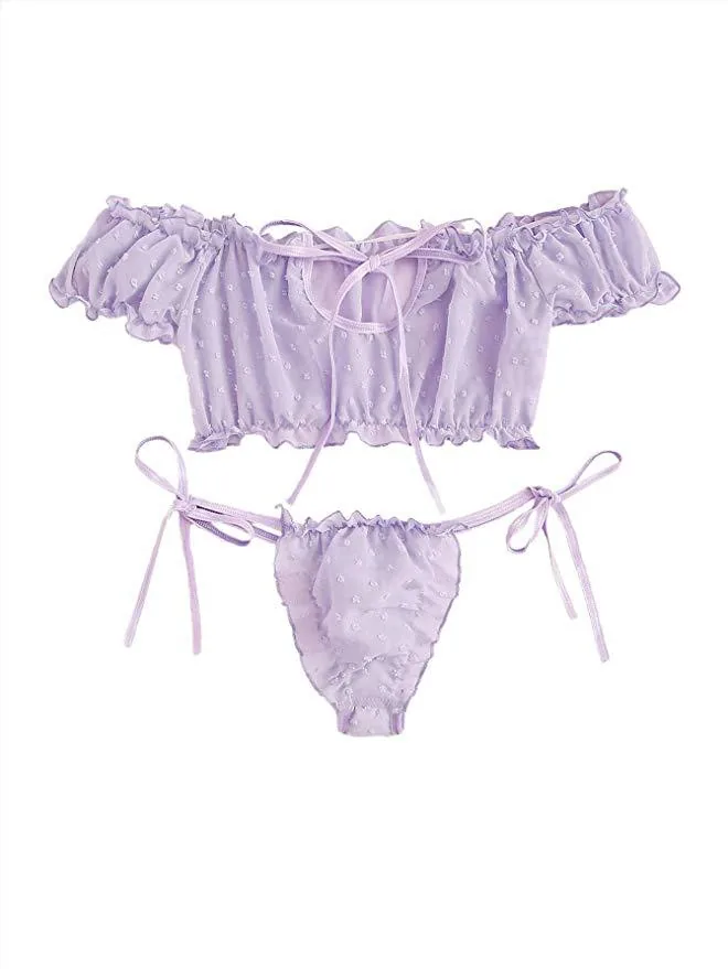 Conjunto de Top Ombro a Ombro e Shorts