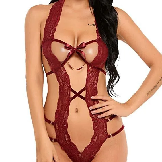 Body-Dessous mit Cutouts, Bändern und Schleife