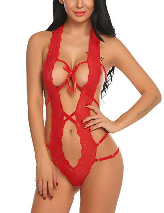 Body-Dessous mit Cutouts, Bändern und Schleife