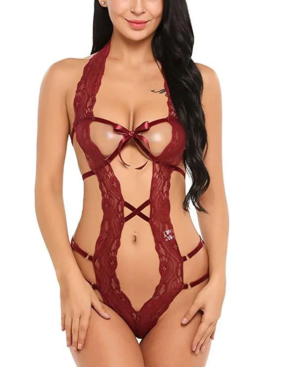 Body-Dessous mit Cutouts, Bändern und Schleife
