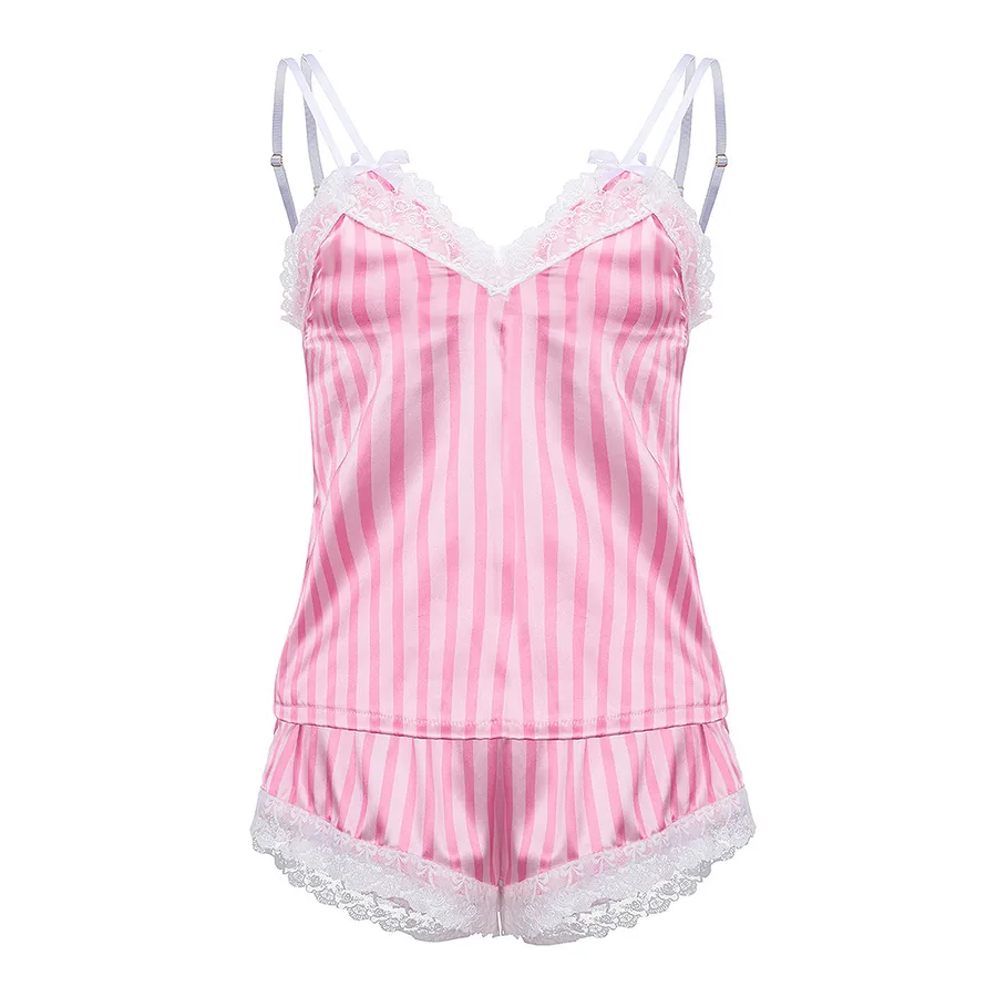 Ensemble de lingerie caraco et short à rayures