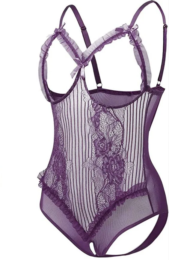 Urskuren mesh-bodysuit med band