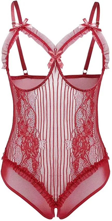 Urskuren mesh-bodysuit med band