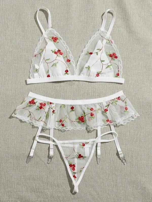 Set reggiseno three-piece stampato trasparente