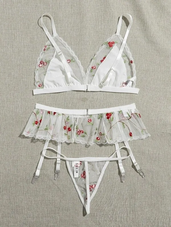 Set reggiseno three-piece stampato trasparente