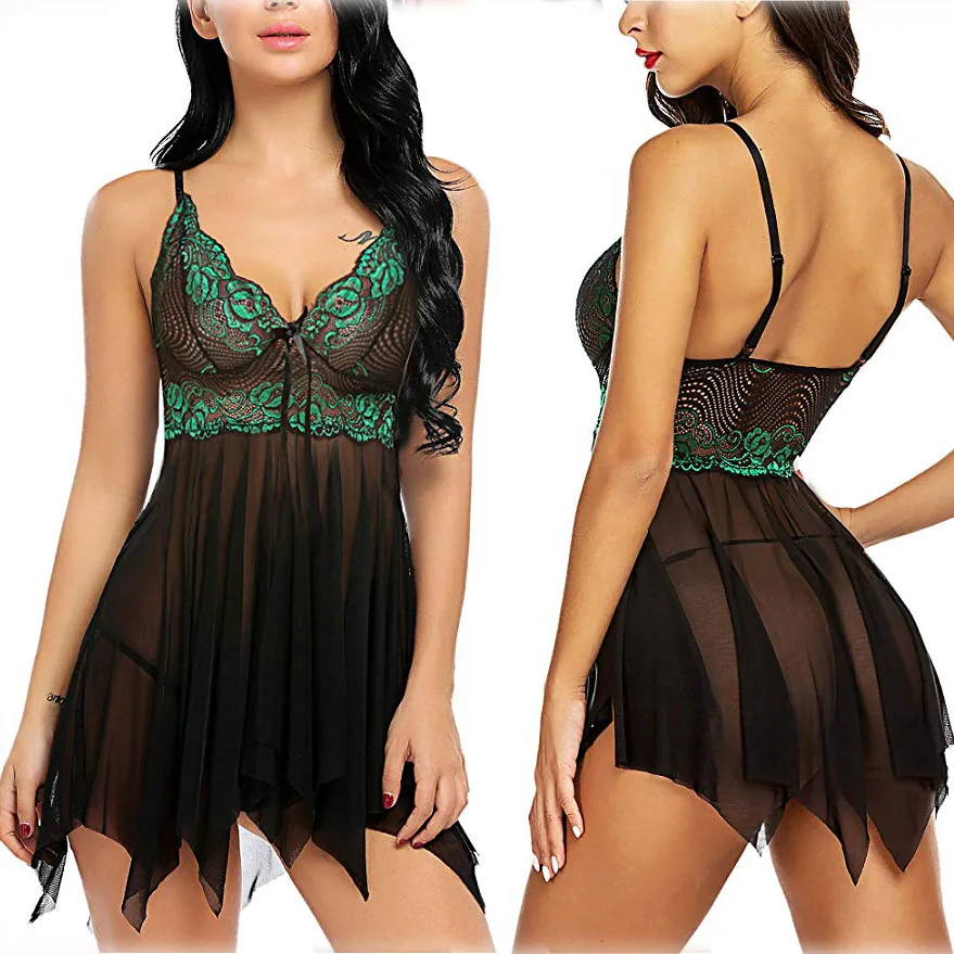 Set intimo camicia da notte sottoveste in rete