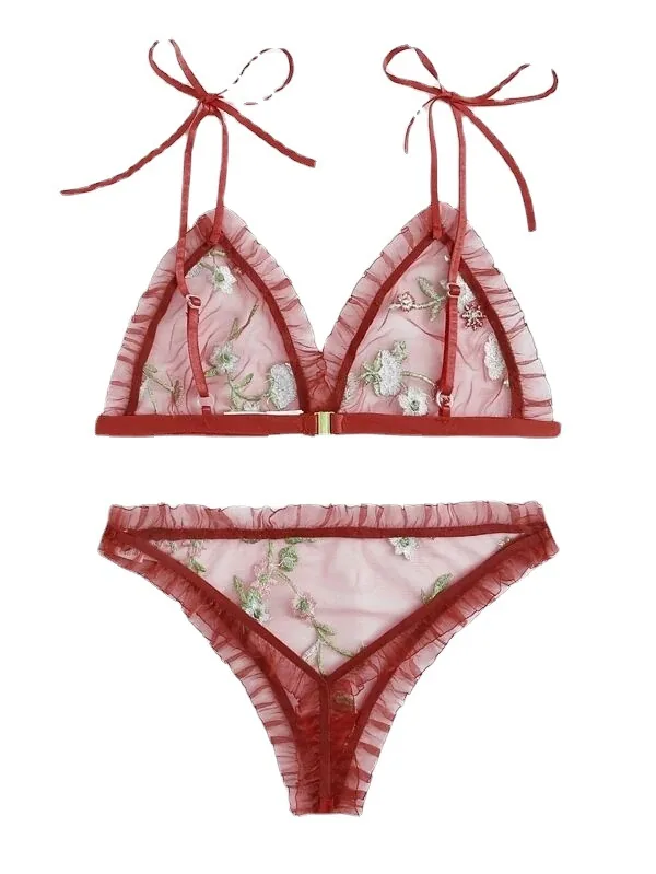 Set reggiseno e sottoveste in mesh stampato