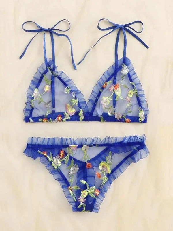 Set reggiseno e sottoveste in mesh stampato
