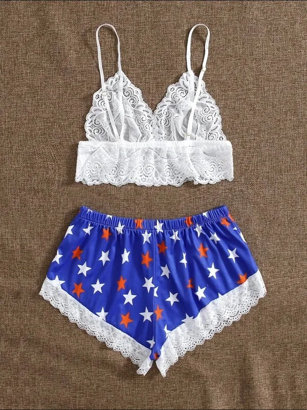 Conjunto de camisola y shorts de estrellas bicolor