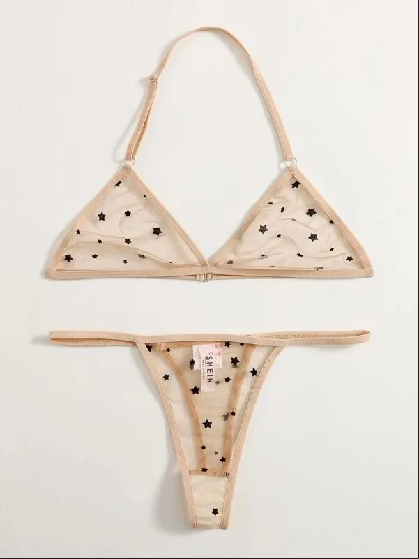 Mesh-Halter-BH-Set mit Polka Dots