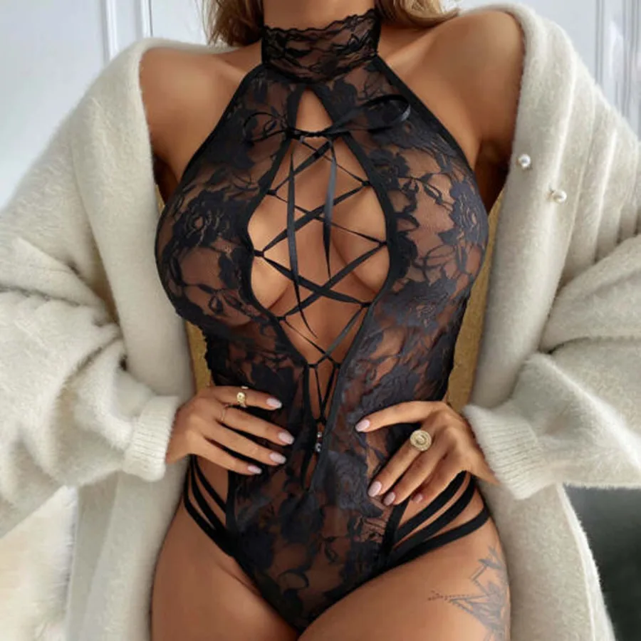 Bodysuit-Dessous mit Neckholder und Cut-outs
