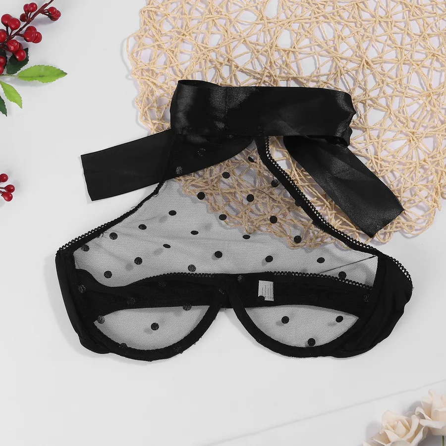 Transparante mesh driedelige set met bandjes
