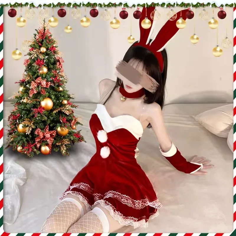 Set costume roleplay da cameriera natalizia