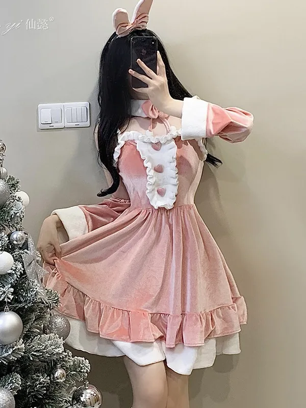 Set costume roleplay da cameriera natalizia