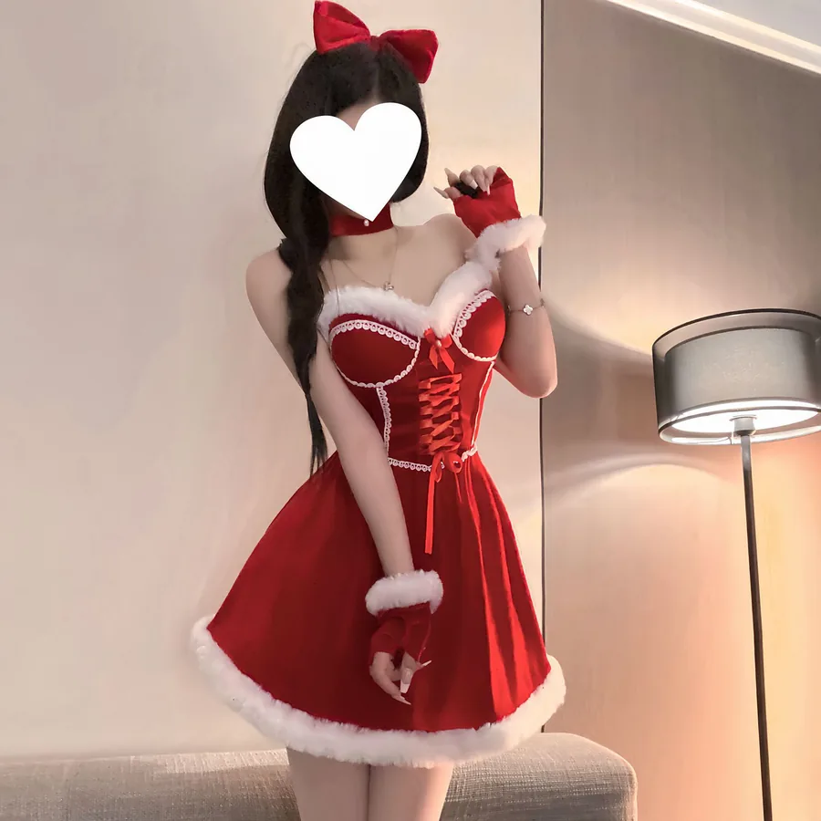 Set costume roleplay da cameriera natalizia