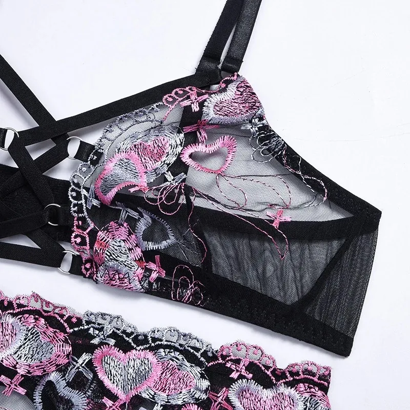 Conjunto de ligas de renda de três peças