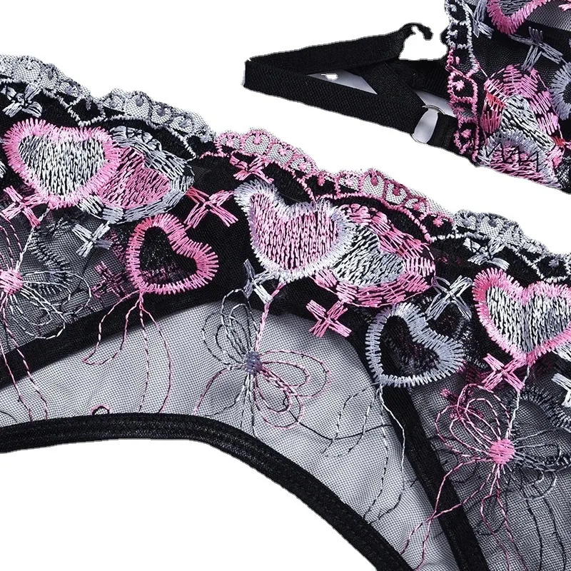 Conjunto de ligas de renda de três peças