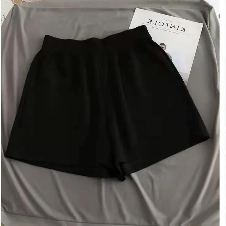 Short décontracté taille haute à jambe large