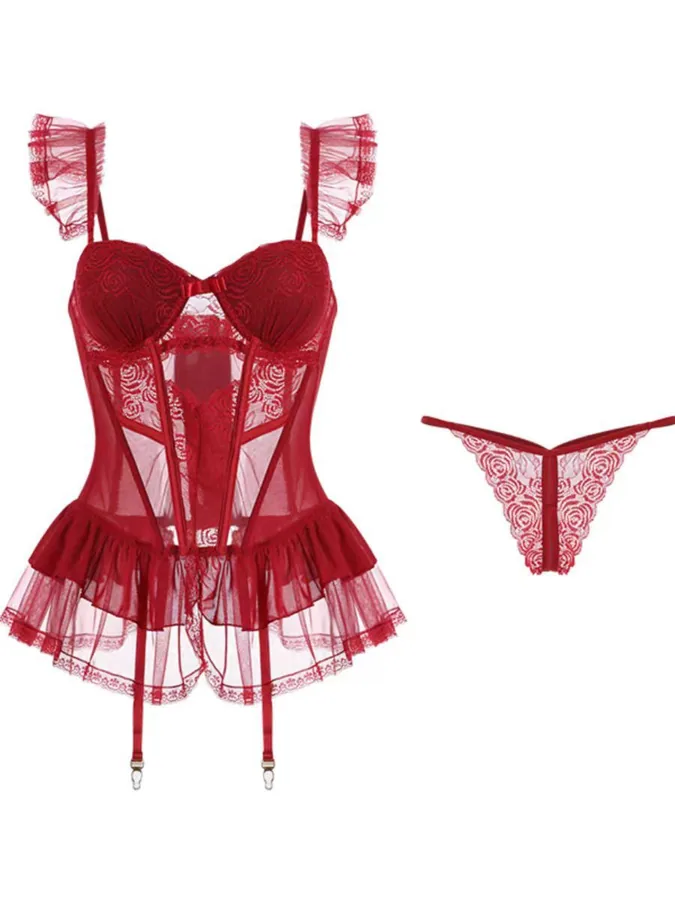 Conjunto de disfraz con body moldeador transparente