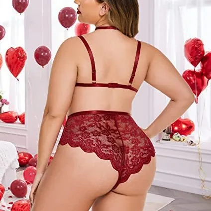 Body in pizzo con finiture in pizzo per taglie forti