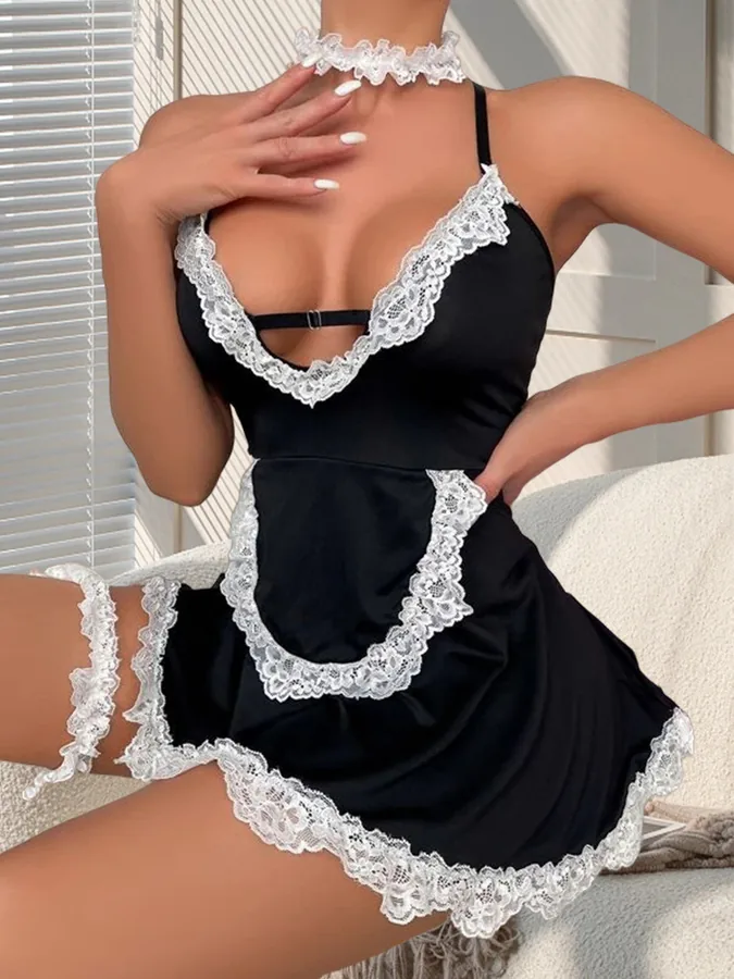 Mesh dienstmeid rollenspel kostuum set