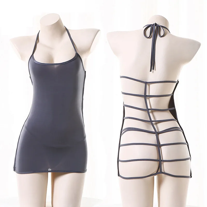 Vestido de dormir sem costas com estampa