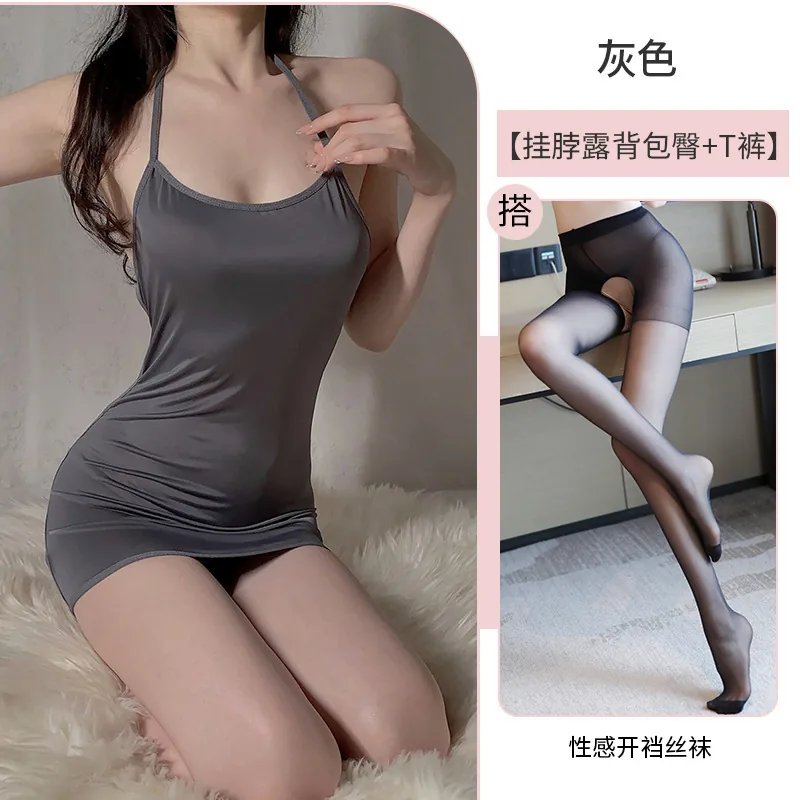 Vestido de dormir sem costas com estampa