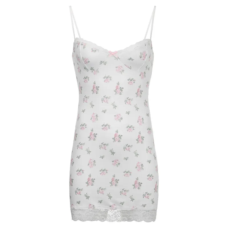 Trägerkleid mit Blumen spitze und tiefem Ausschnitt