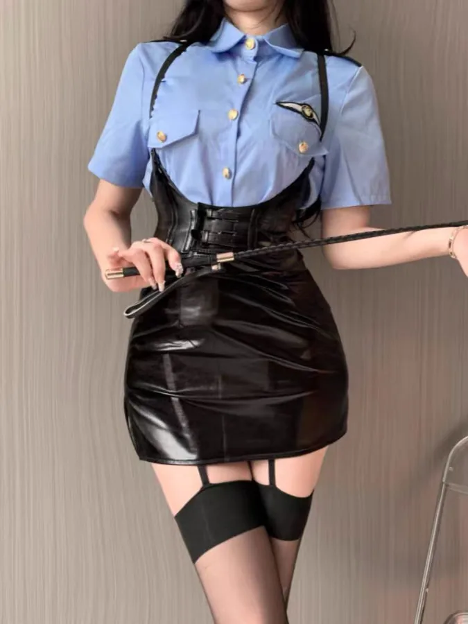 Blue with stockings