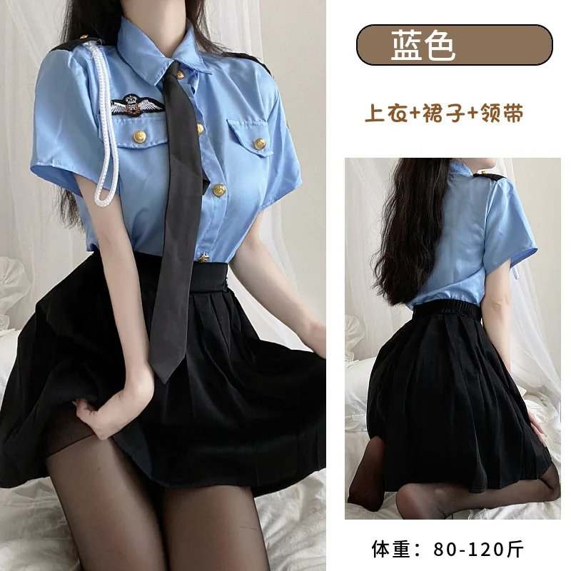 Set Costume da Poliziotta con Gonna Pieghettata Blu