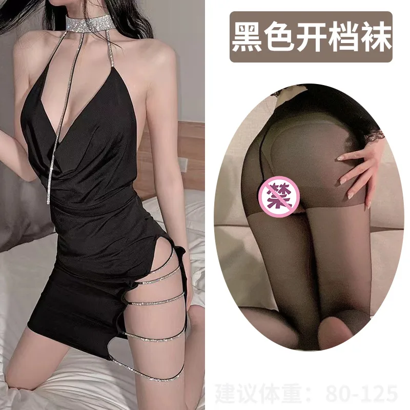 Set sottoveste con scollo a V profondo e allacciatura al collo