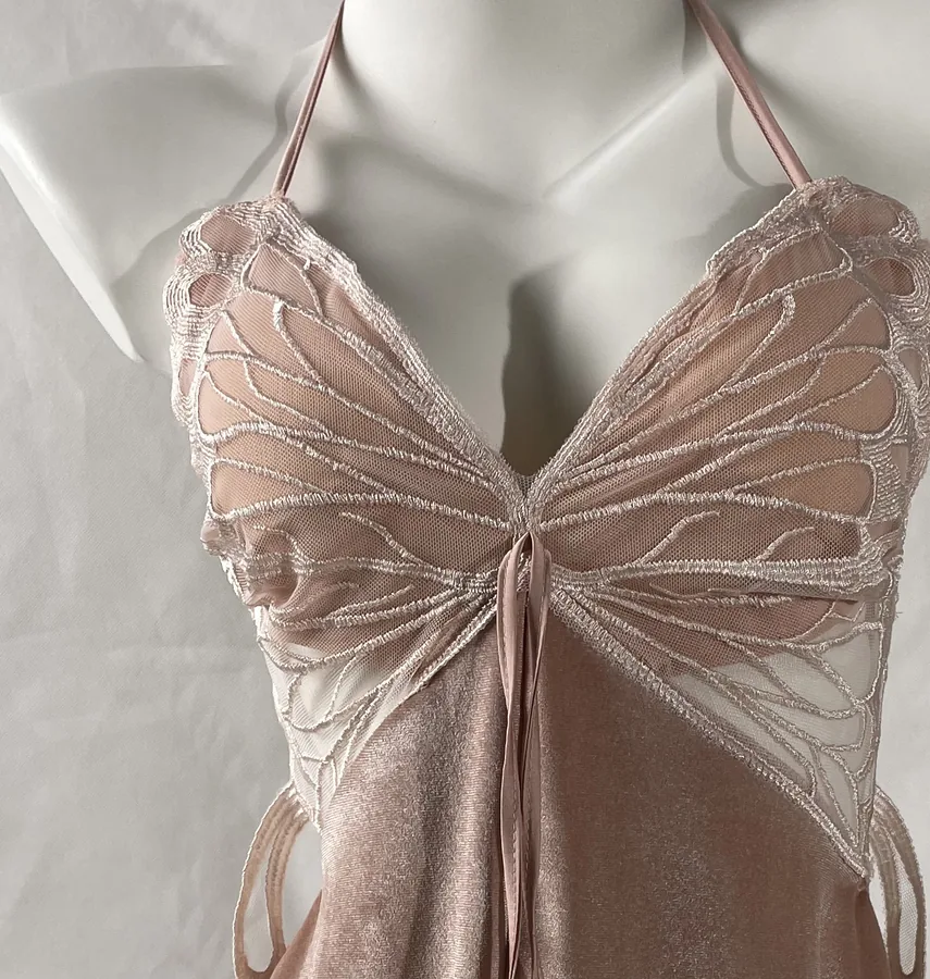 Nachthemd met strik en mesh cami