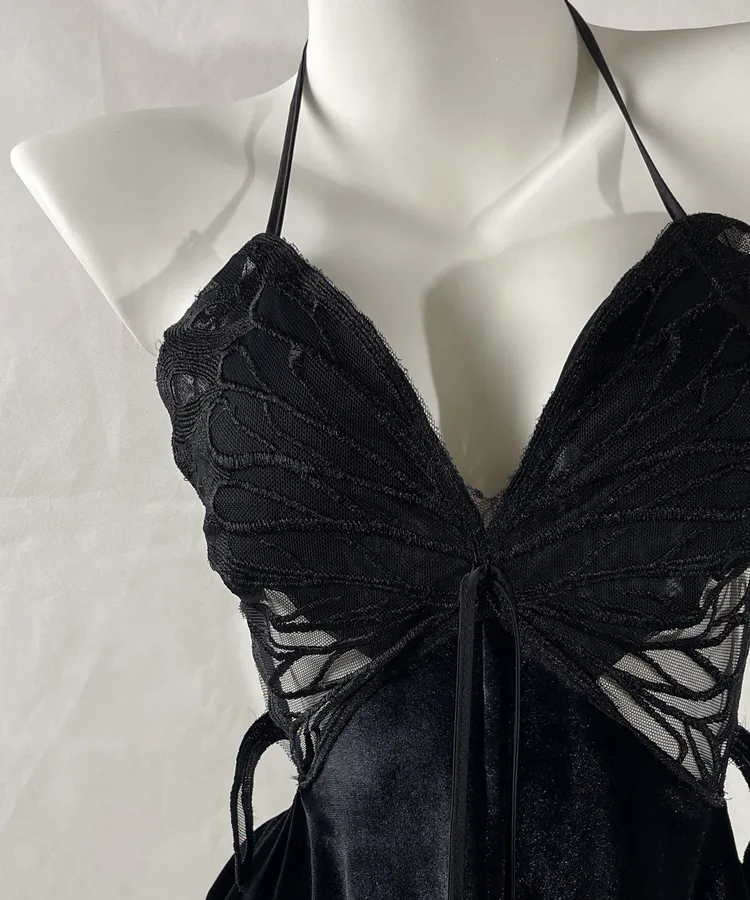 Nachthemd met strik en mesh cami