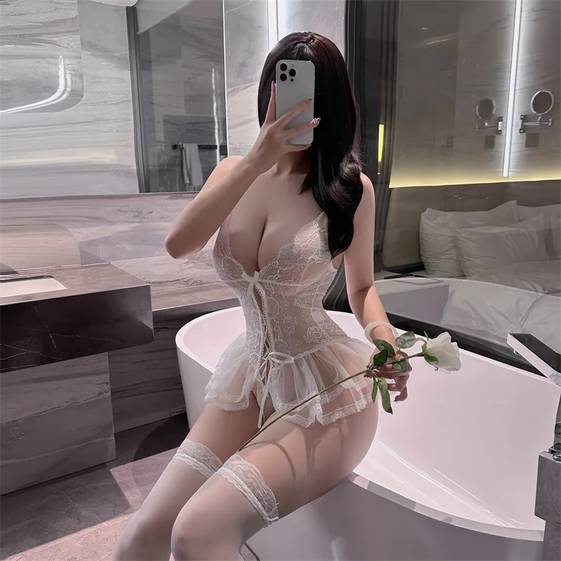 Conjunto de lingerie body com alças de laço