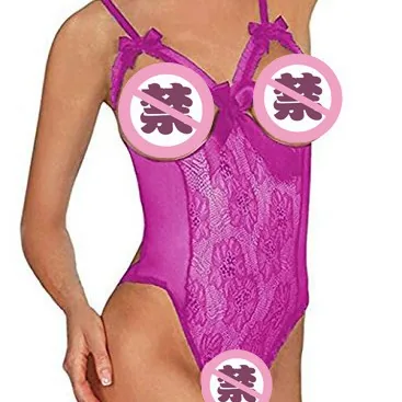 Doorschijnende mesh uitgesneden bodysuit lingerieset