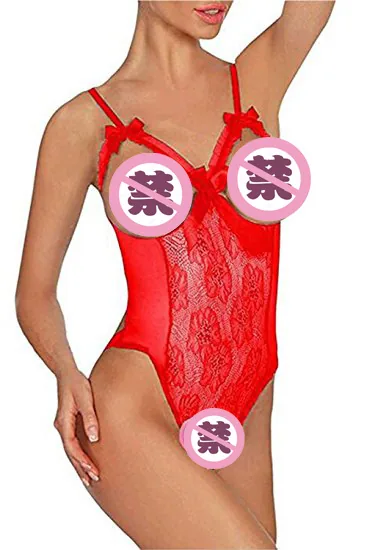 Doorschijnende mesh uitgesneden bodysuit lingerieset