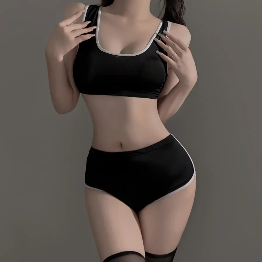 Set van colorblock crop top en short