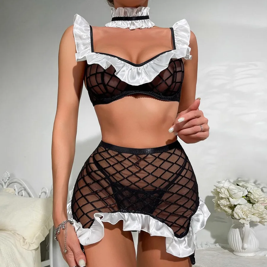 Dessous-Set mit Mesh-Einsätzen
