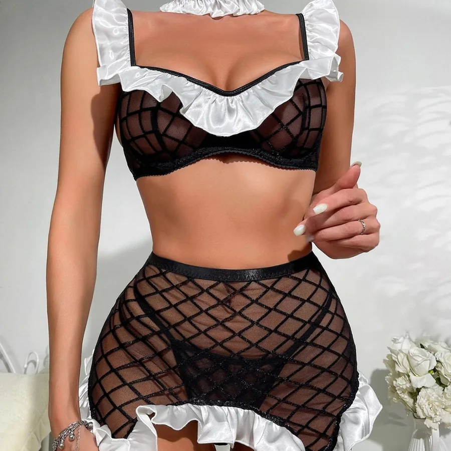Dessous-Set mit Mesh-Einsätzen