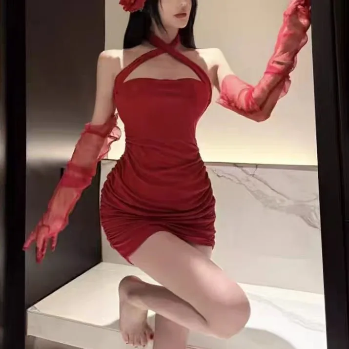 Robe mini moulante à dos nu