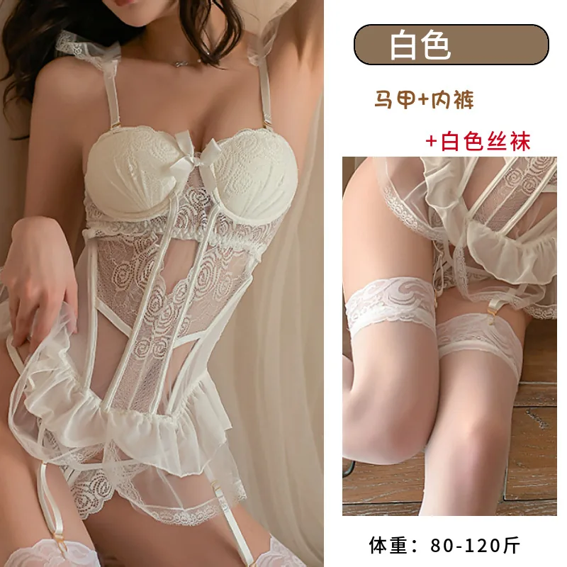 Ensemble de nuit cami push-up en dentelle transparente